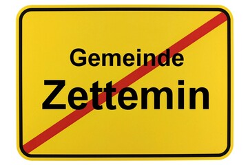 Illustration eines Ortsausgangsschildes der Gemeinde Zettemin in Mecklenburg-Vorpommern