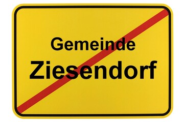 Illustration eines Ortsausgangsschildes der Gemeinde Ziesendorf in Mecklenburg-Vorpommern