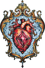 Fototapeta premium Ornate heart with jewel