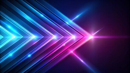 Obraz premium Abstract arrow shapes with blue and purple light effects on dark background