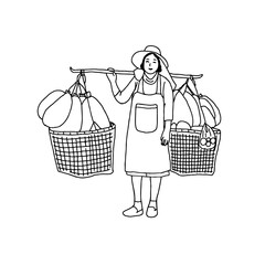 woman selling food, hawker in Asia