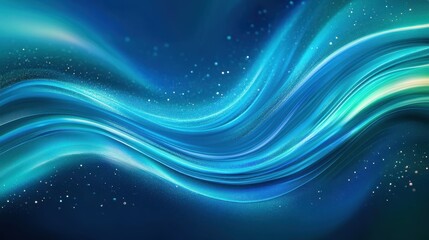 A smooth, flowing abstract design in blue tones with sparkling elements.