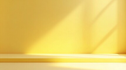Obraz premium Sunlit Minimalist Yellow Platform: A simple yet elegant yellow platform bathed in soft sunlight, casting subtle shadows against a minimalist backdrop. Perfect for showcasing products or creating a ser