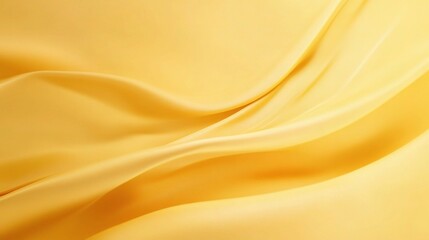 Golden Silk Drape: A smooth, elegant, and luxurious yellow silk fabric drapes gracefully, creating soft curves and delicate folds. 