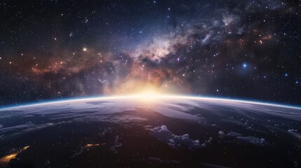 Earth's Atmosphere with Milky Way Galaxy Above