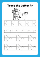 English alphabet tracing practice worksheets, educational letters a-b dot tracing pattern For children in kindergarten