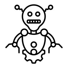 A linear style icon of alien robot 