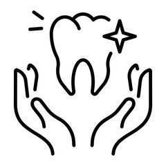 A line style icon of tooth care 