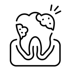 A linear style icon of tooth cavity 