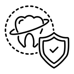 Tooth protection icon in outline style 