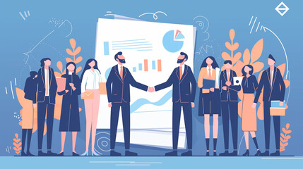 Investors shaking hands with a startup founder. Investment, business partnerships, venture capital, startup funding, and business collaboration concept.