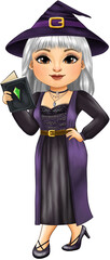 Cute girl in a witch costume for Halloween Concept