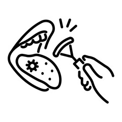 A linear style icon of tongue scraper 