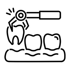 Tooth extraction icon in linear style 