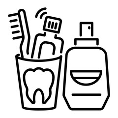 Dental hygiene icon in linear style