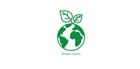 Green Earth Vector Icon Representing Environmental Protection