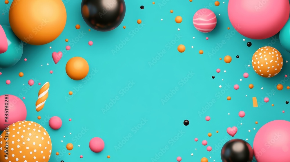 Poster abstract colorful 3d sphere background with copy space