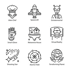 Pack of Space Technology Line Icons

