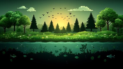 Infographic highlighting the role of biodiversity in sustainable development with visuals depicting the interconnectedness of ecosystems and the importance of protecting diverse species