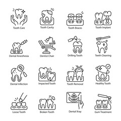 Collection of Dental Line Icons

