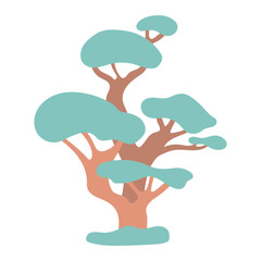 Tropical rainforest tree. minimalist and simple tree graphic art. vector icon illustration