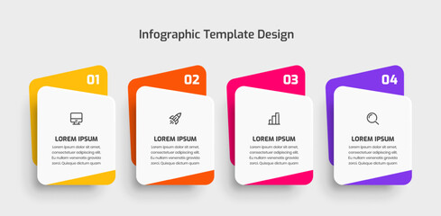Business Infographic Template Creative Design with Abstract Label Icon and 4 Number for Presentation