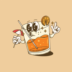 Retro Orange Juice Logo Mascot Illustrations