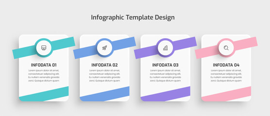 Business Infographic Template with Rectangle Label Icon and 4 Option Can be Used for Presentation