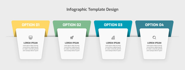 Business Infographic Template Design with Abstract Label Icon and 4 Option for Presentation