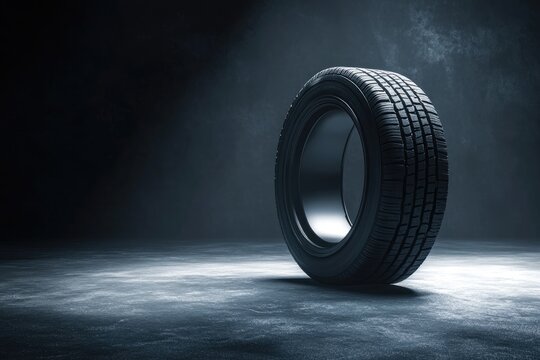 car tire isolated on black