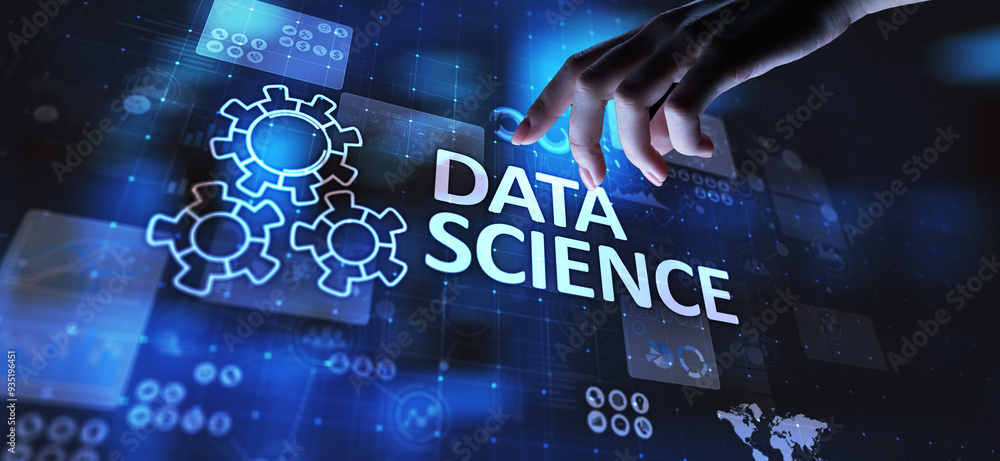 Poster data science and deep learning. artificial intelligence, analysis. internet and modern technology co