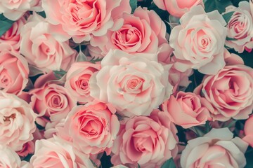 Vintage roses backdrop, charming floral design, ideal for romantic themes, perfect for Valentine's Day cards, posters, or elegant wallpaper decoration.