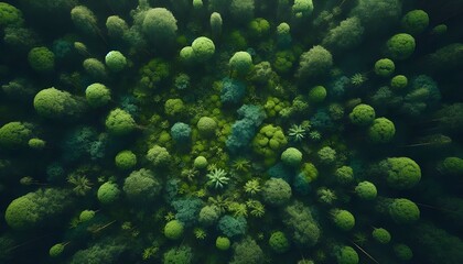 Top view green moss forest nature texture background.