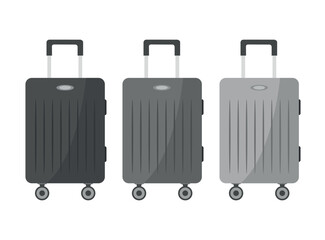 Travel suitcases on a white background. The concept of business trips, negotiations and tourism.