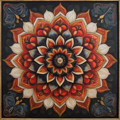 Vibrant Floral Mandala in Warm Tones