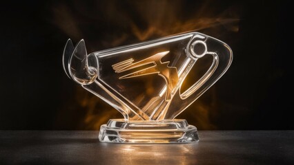 Front view of art cup sport trophy