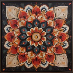 Vibrant Floral Mandala in Warm Tones