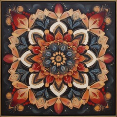 Vibrant Floral Mandala in Warm Tones