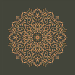 Gold hand draw mandala design for yoga, coloring book, textile, stickers