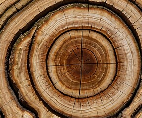 Naklejka premium Tree trunk cut close-up view, inside of a tree trunk view dry and brown