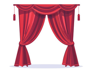 Red velvet curtains open wide