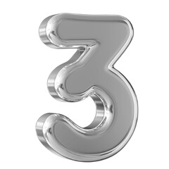 Silver 3D Number 3