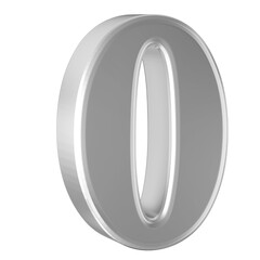 Silver 3D Number 0