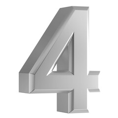 silver 3D Number 4