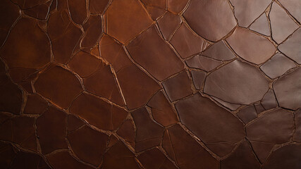 Close-up of brown leather with natural cracks and texture, perfect for stock photo use.
