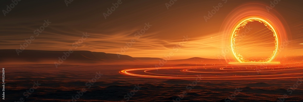 Poster infographic illustration of a black hole showing the schwarzschild radius as a 3d ring of darkness w