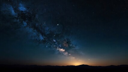 Fototapeta premium Beautiful night sky view with moon and bright stars, astronomical unique night sky view