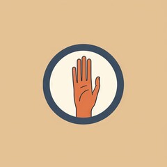 Fototapeta premium Illustration of Hand in Circle Icon on Beige Background, Perfect for Communication and Signal Representation
