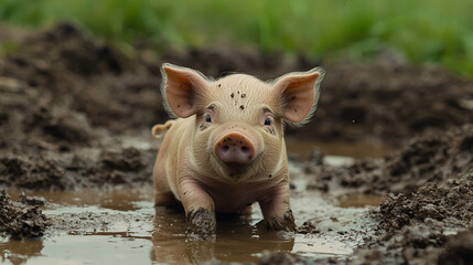  Adorable Baby Piglet with its tiny snout and curly