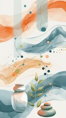 Soft, abstract wellness icons with a clear section for text 